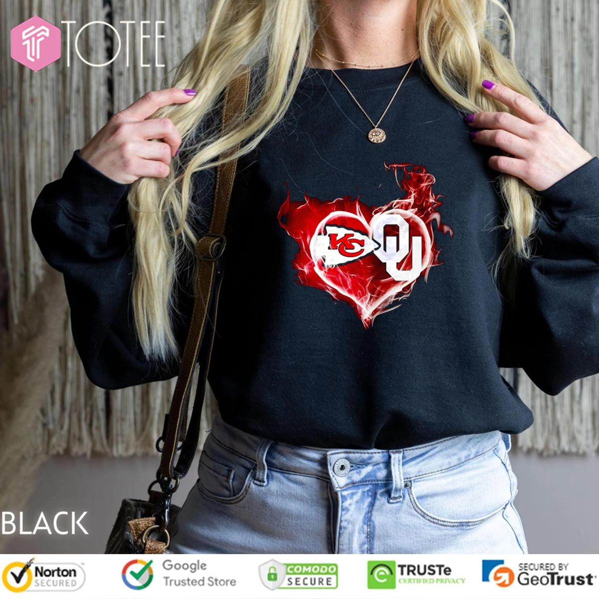 Smoke Heart Kansas City Chiefs Oklahoma Sooners T-shirt 3