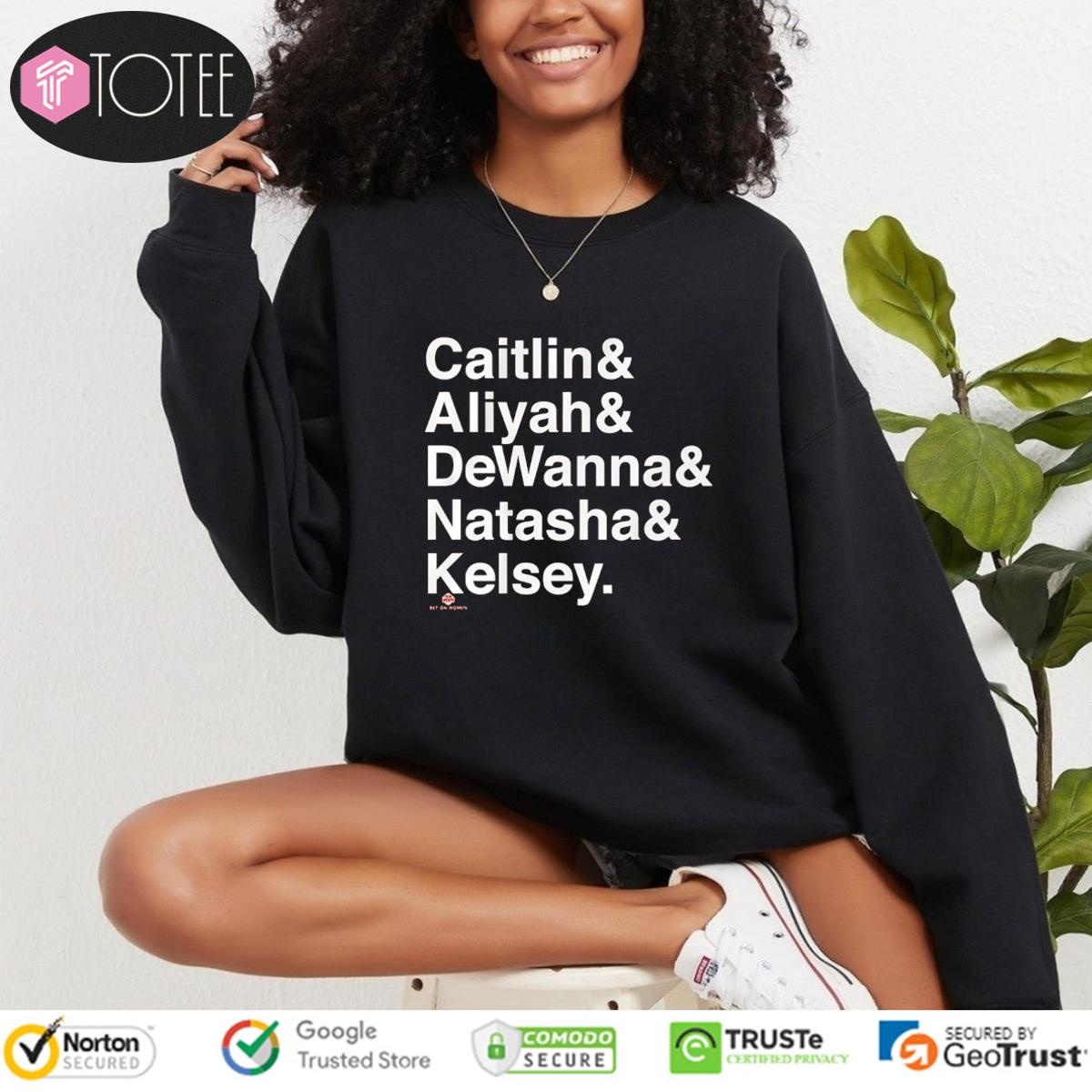 Indiana Fever Players Names Caitlin Aliyah Dewanna Natasha Kelsey T-shirt 3