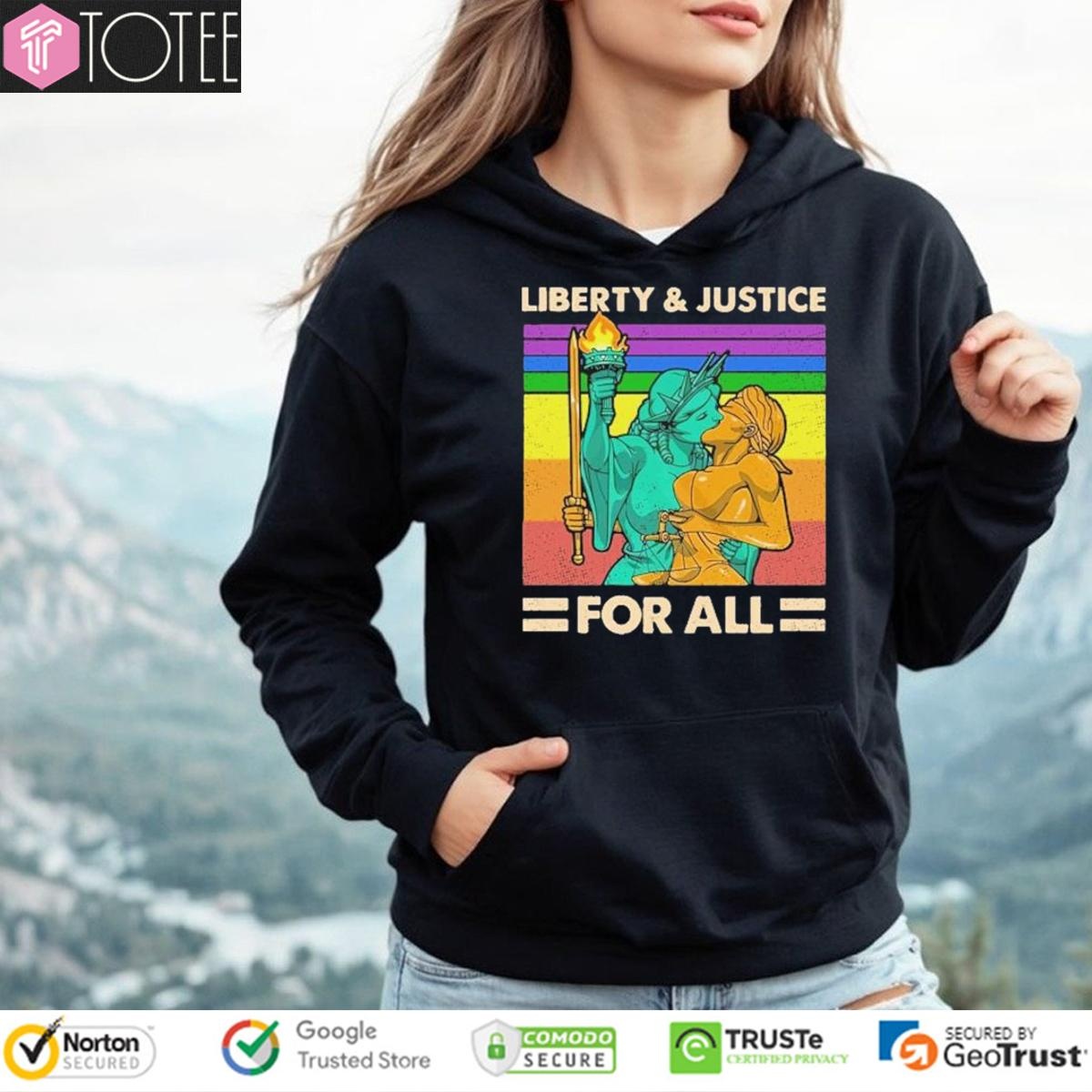 Lgbt Liberty Kiss Justice For All Vintage T-shirt 2