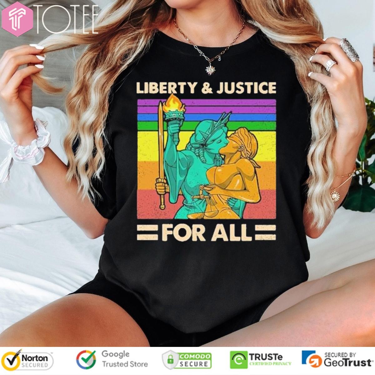 Lgbt Liberty Kiss Justice For All Vintage T-shirt