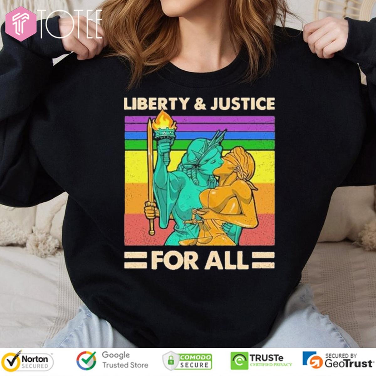 Lgbt Liberty Kiss Justice For All Vintage T-shirt 3
