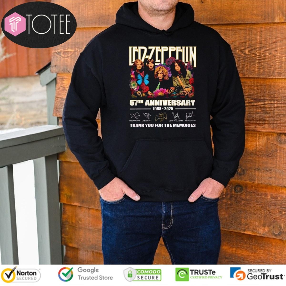 Led Zeppelin 57Th Anniversary 1968-2025 Signatures T-shirt 2