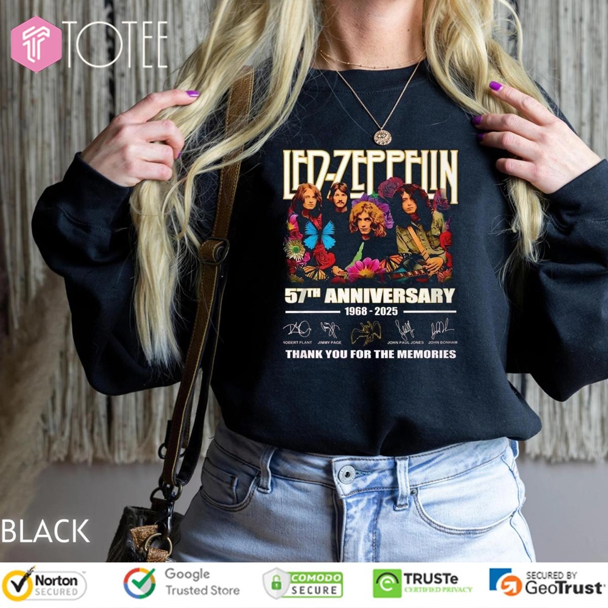 Led Zeppelin 57Th Anniversary 1968-2025 Signatures T-shirt 3