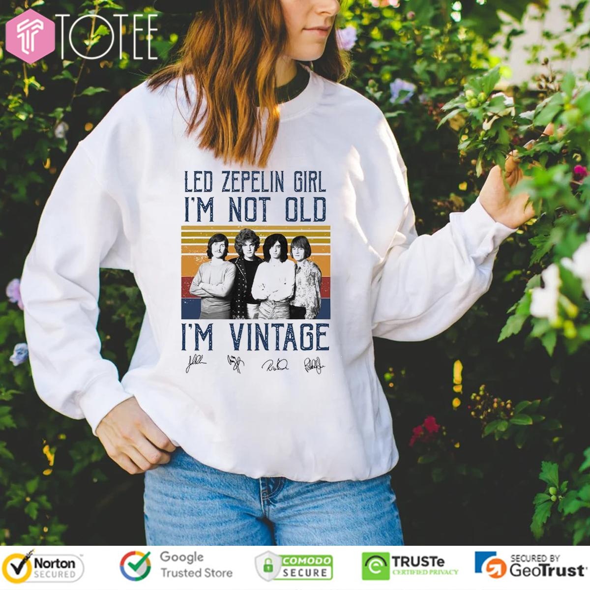 Led Zeppelin Girl Im Not Old Im Vintage Signatures T-shirt 3