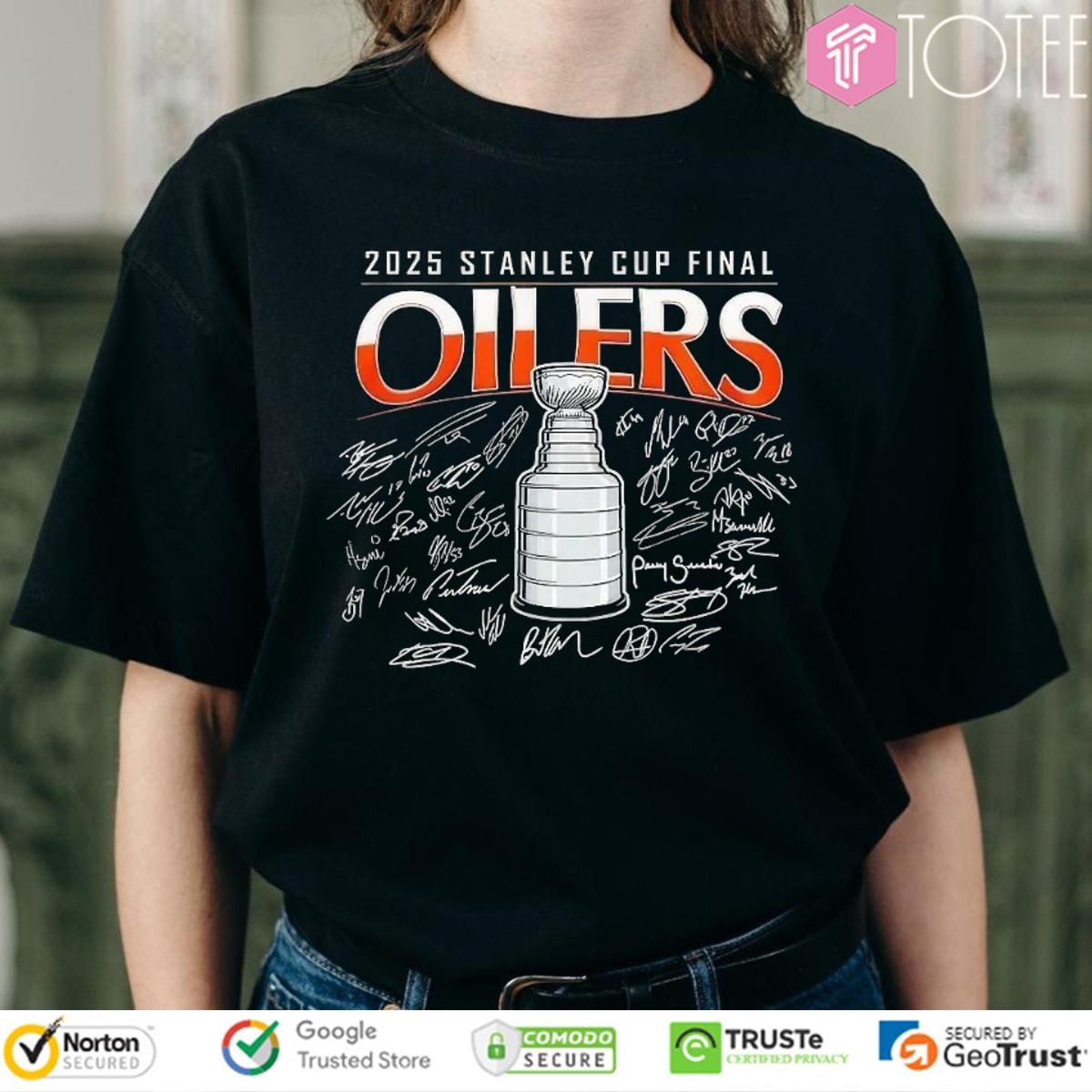 Stanley Cup Final 2025 Champions Edmonton Oilers Signatures T-shirt 1