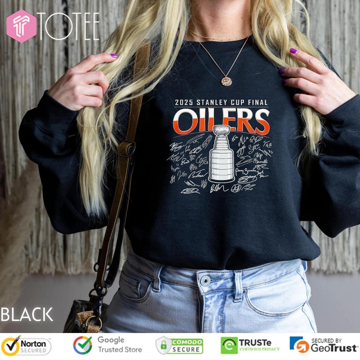 Stanley Cup Final 2025 Champions Edmonton Oilers Signatures T-shirt 3