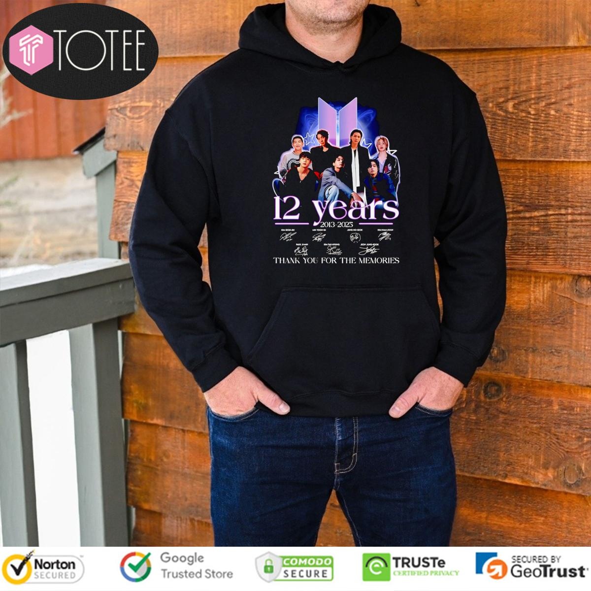 12 Years 2013 2025 Bts Signatures T-shirt 2