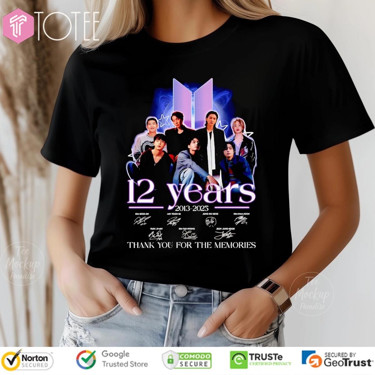 12 Years 2013 2025 Bts Signatures T-shirt 4