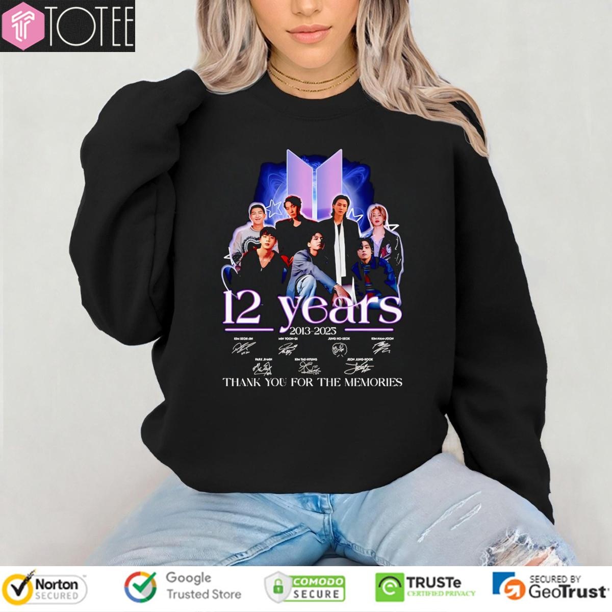 12 Years 2013 2025 Bts Signatures T-shirt 3