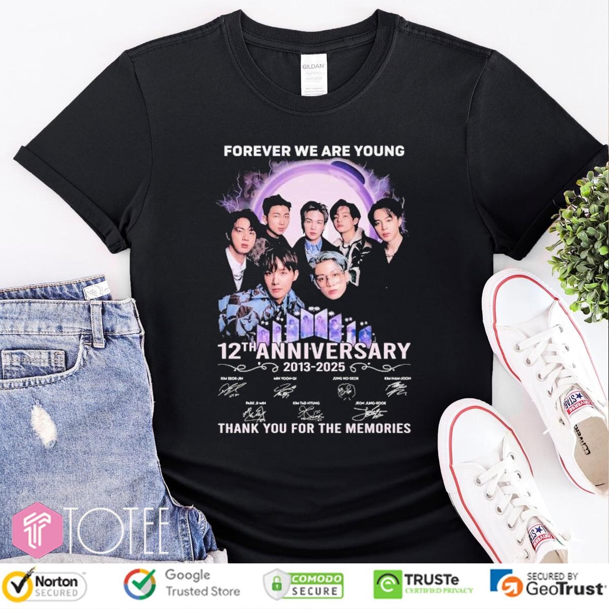 Bts Forever We Are Young 12Th Anniversary 2013-2025 Signatures T-shirt 1