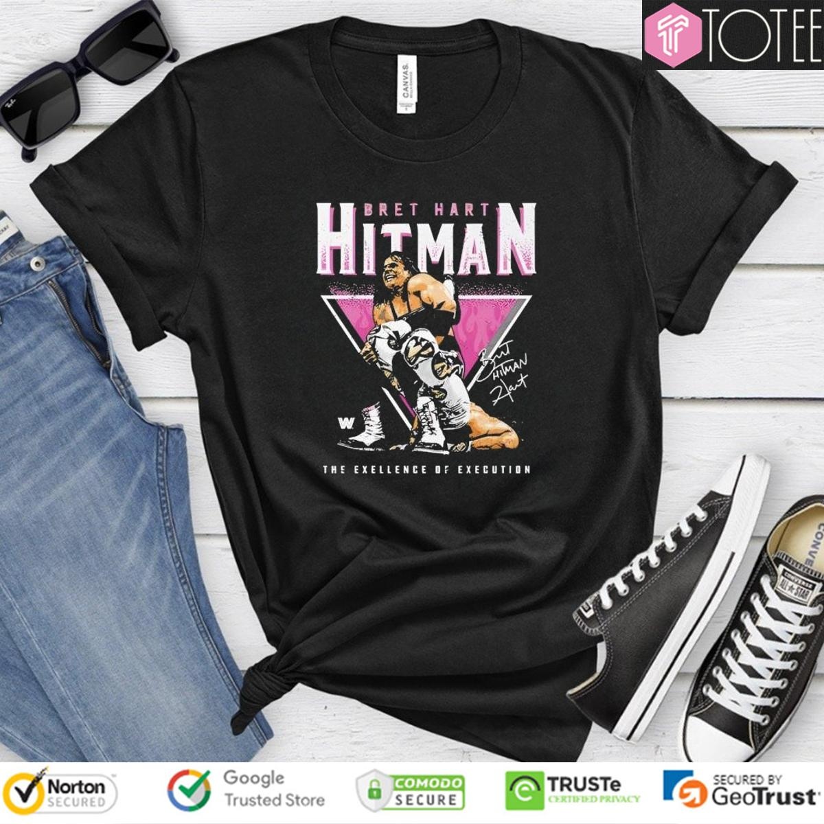 Bret Hart Hitman The Excellence Of Execution Retro Signature T-shirt