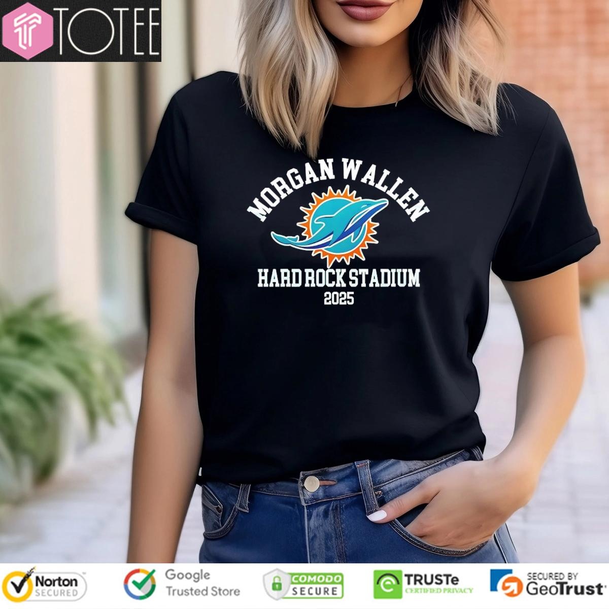 Morgan Wallen Hard Rock Stadium 2025 Miami Dolphins Logo T-shirt 4