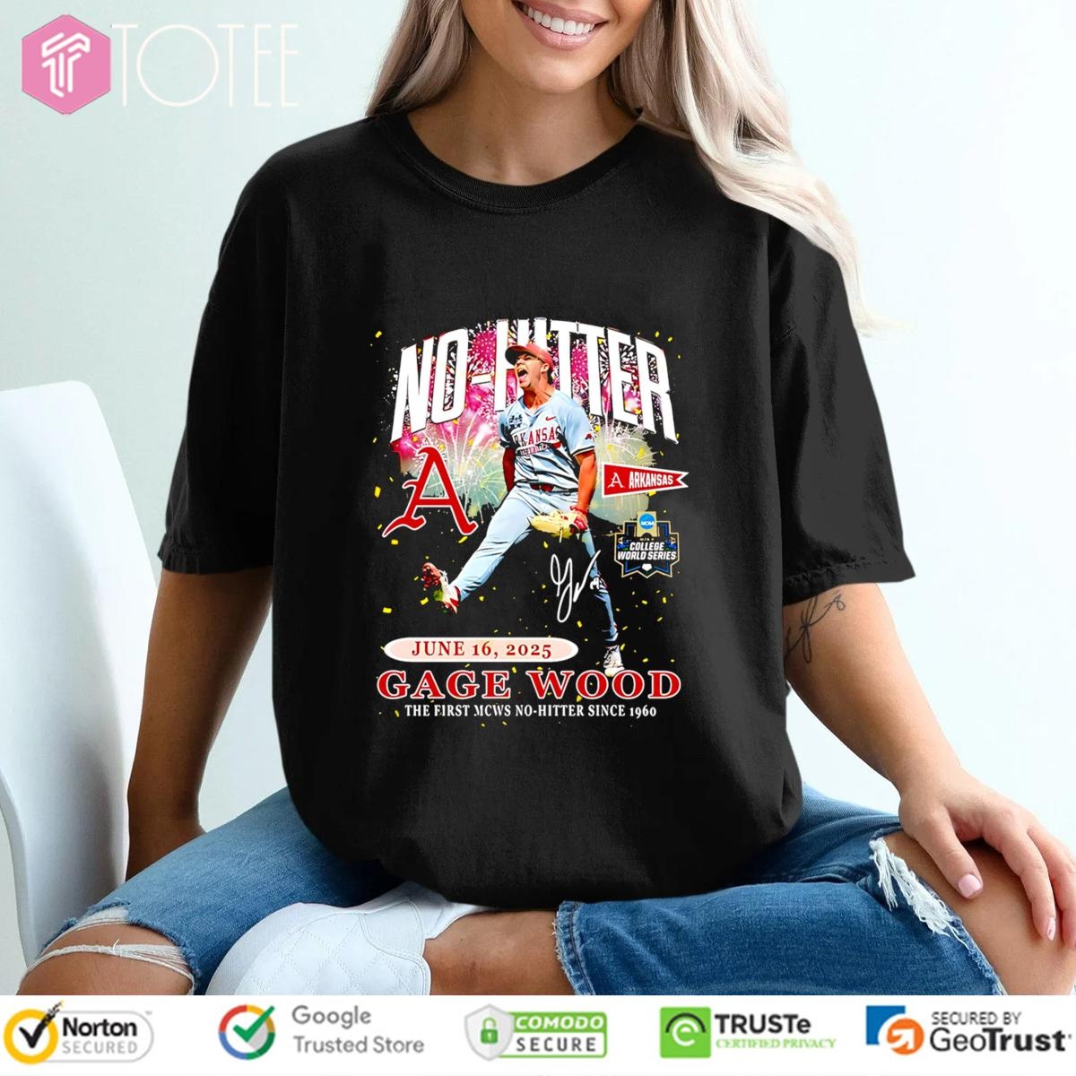 Arkansas Gage Wood The First Mcws No-Hitter Since 1960 Signature T-shirt 4