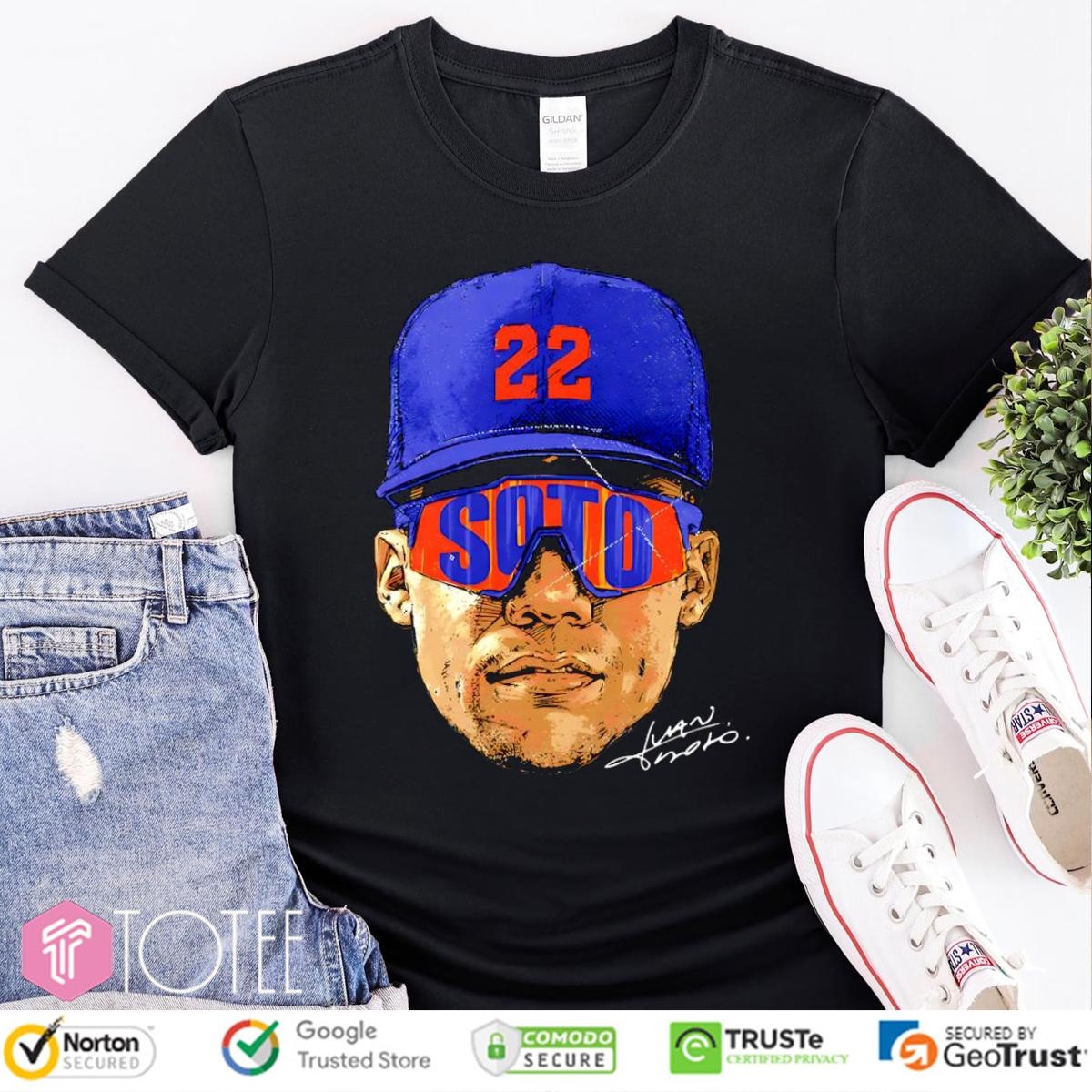 Big Head Juan Soto Sunglasses New York Mets Baseball Signature T-shirt