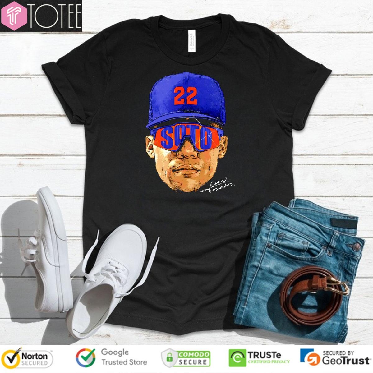 Big Head Juan Soto Sunglasses New York Mets Baseball Signature T-shirt 4