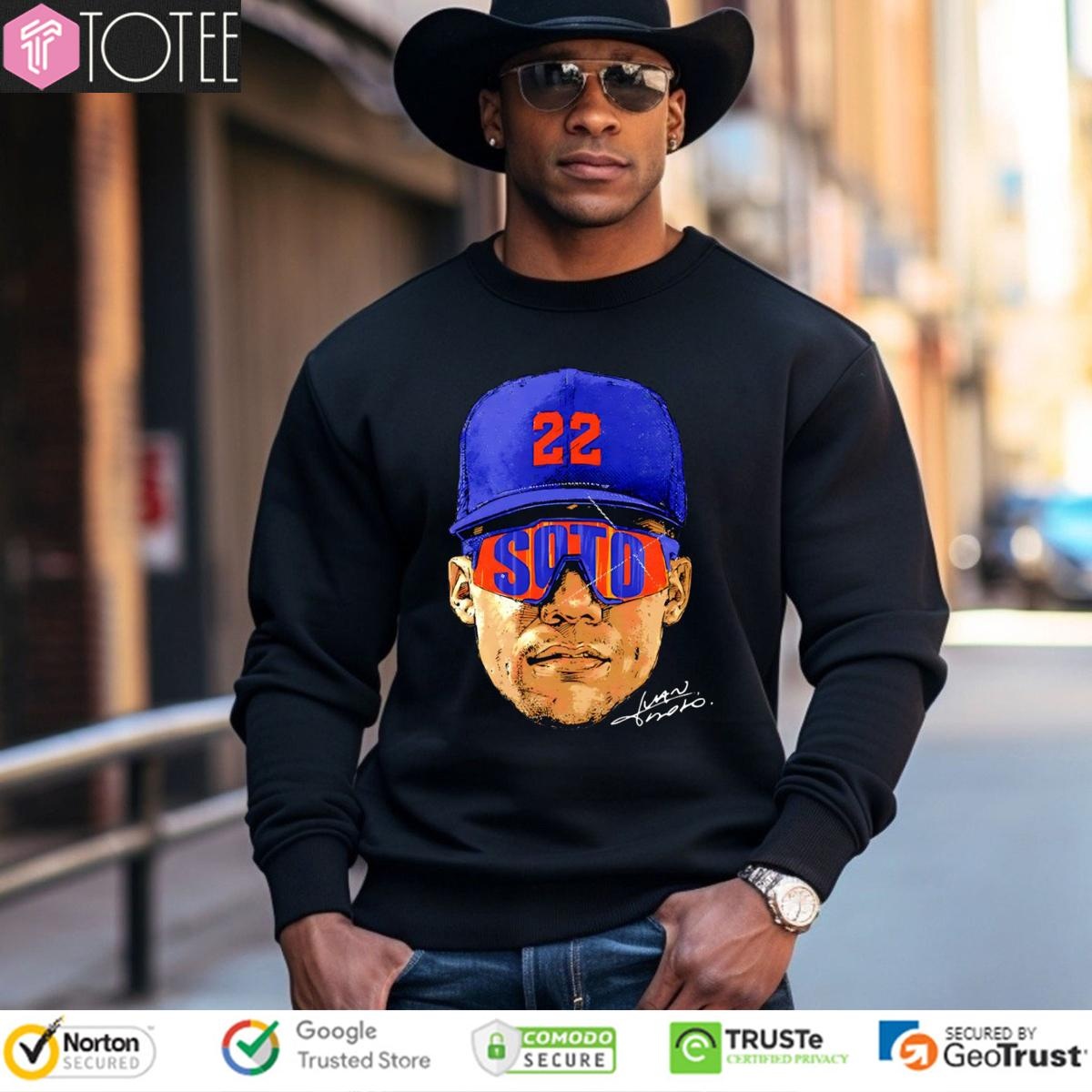 Big Head Juan Soto Sunglasses New York Mets Baseball Signature T-shirt 3