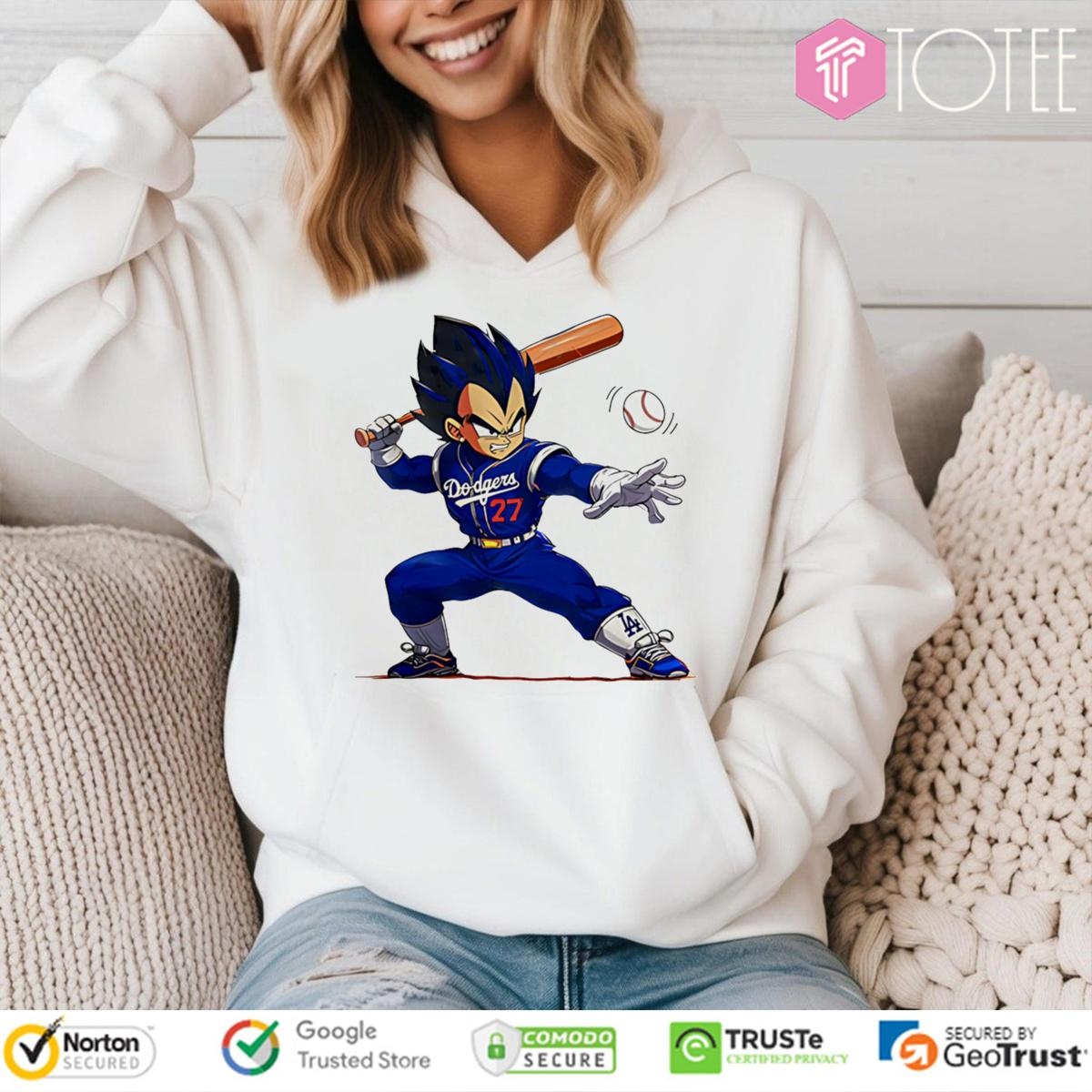 Dragon Ball Vegeta Playing Dodgers Baseball T-shirt 2