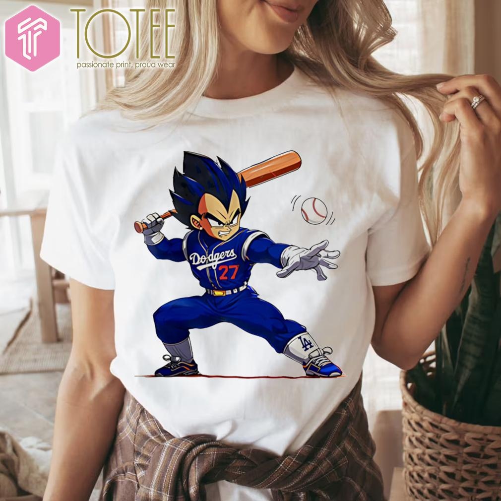 Dragon Ball Vegeta Playing Dodgers Baseball T-shirt 4