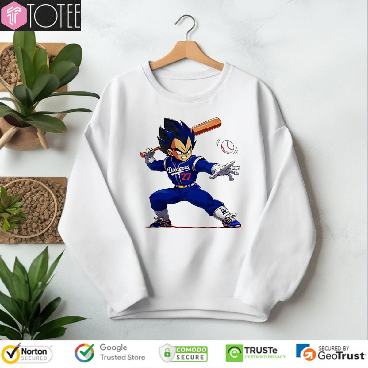 Dragon Ball Vegeta Playing Dodgers Baseball T-shirt 3