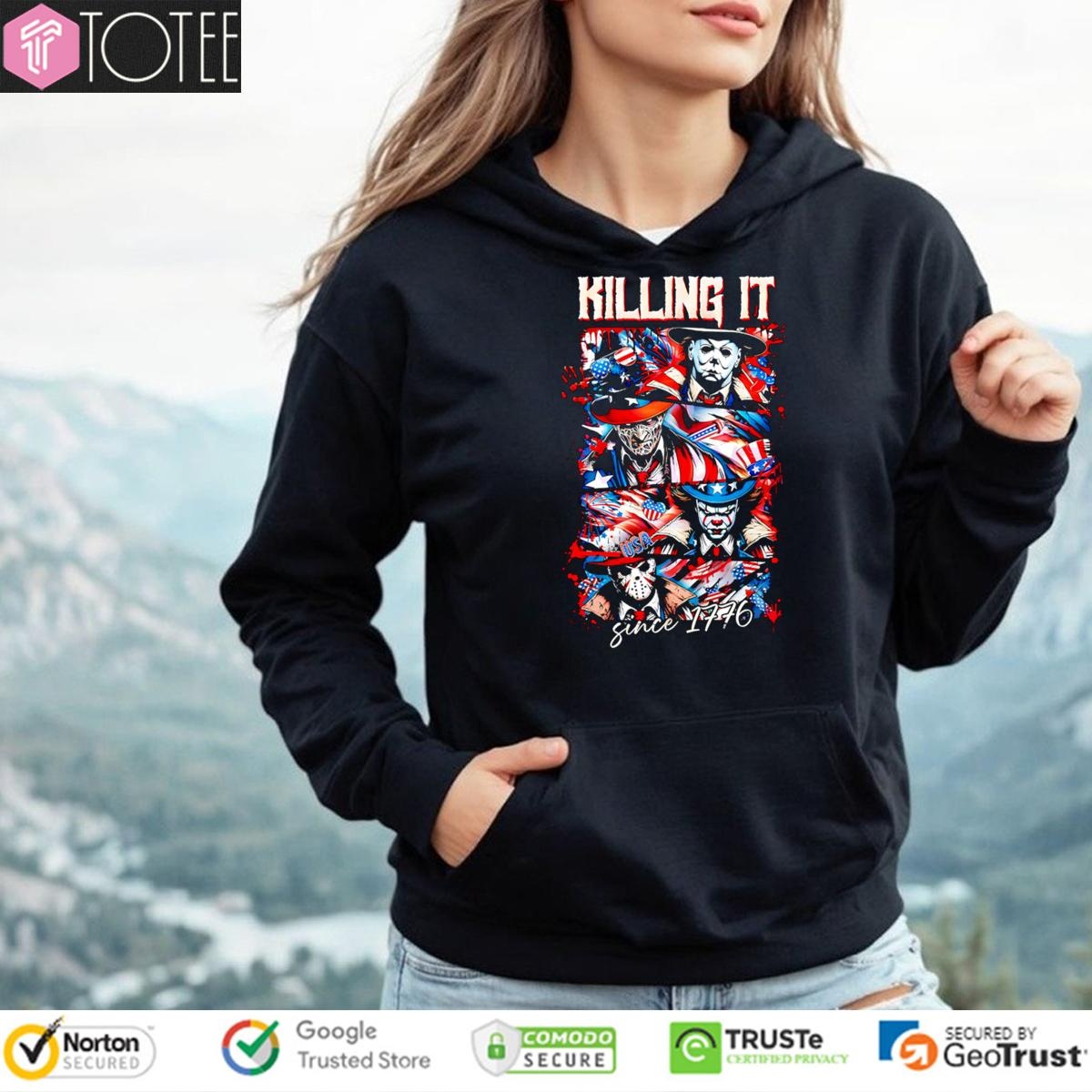 Horror Villains Patriotic Killing It Since 1776 Happy 4Th Of July T-shirt 2