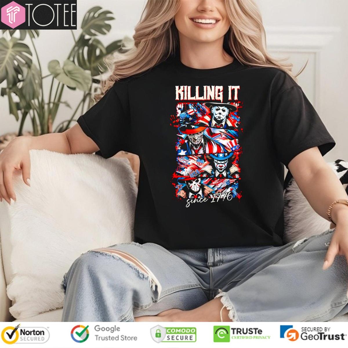 Horror Villains Patriotic Killing It Since 1776 Happy 4Th Of July T-shirt 4
