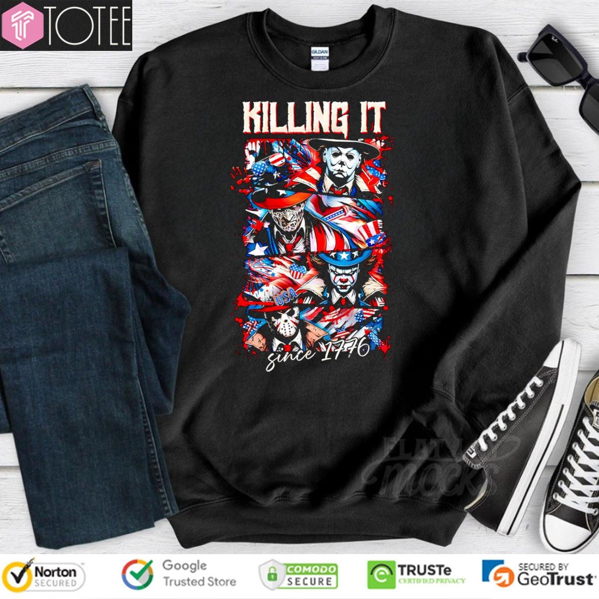 Horror Villains Patriotic Killing It Since 1776 Happy 4Th Of July T-shirt 3