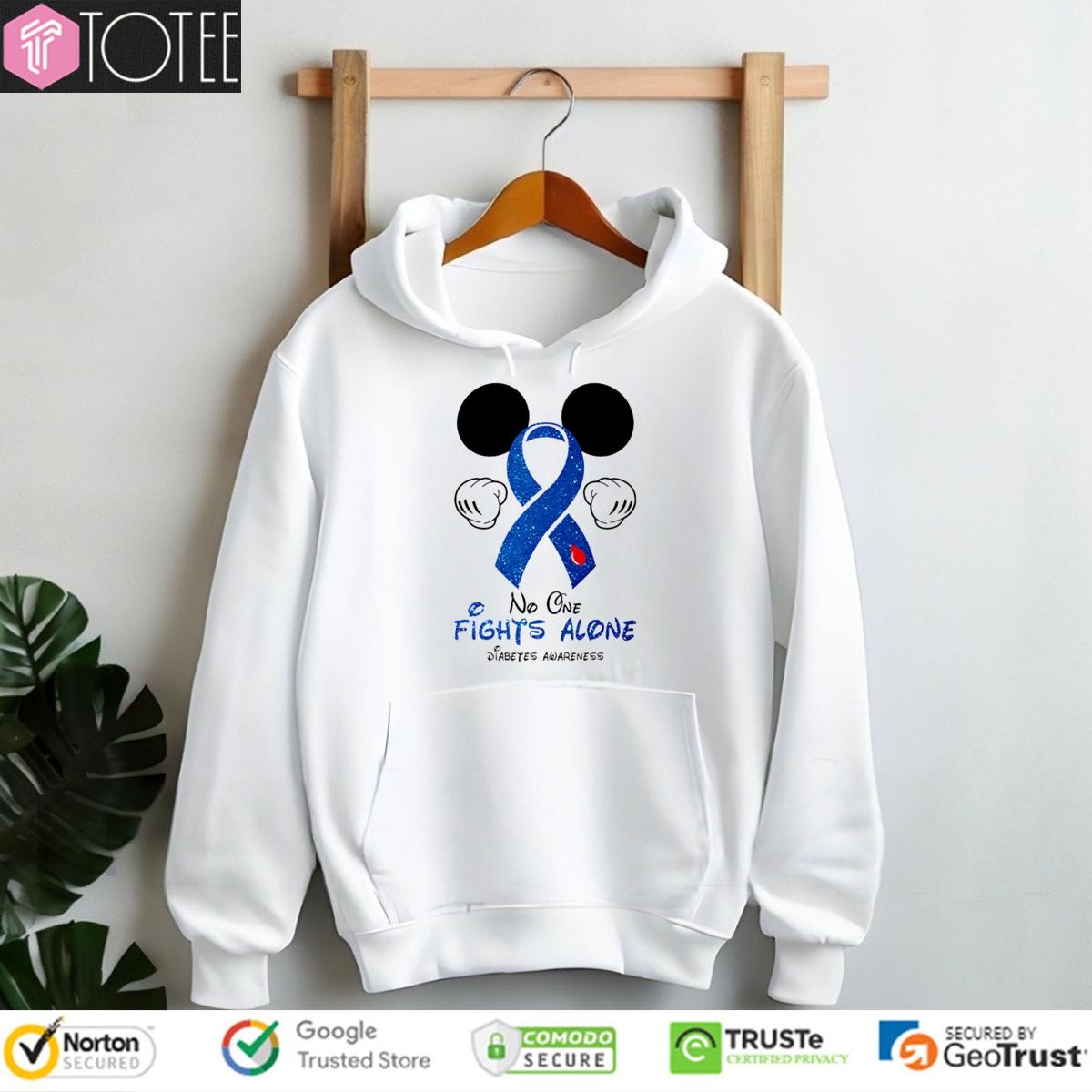 No One Fights Alone Mickey Diabetes Awareness T-shirt 2