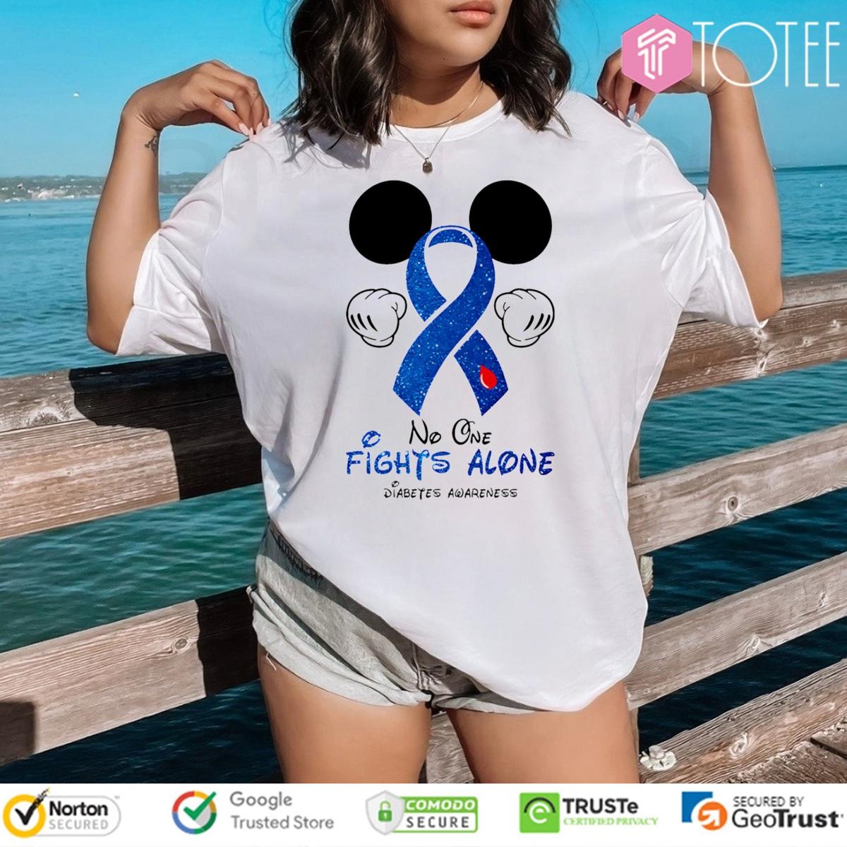 No One Fights Alone Mickey Diabetes Awareness T-shirt 4