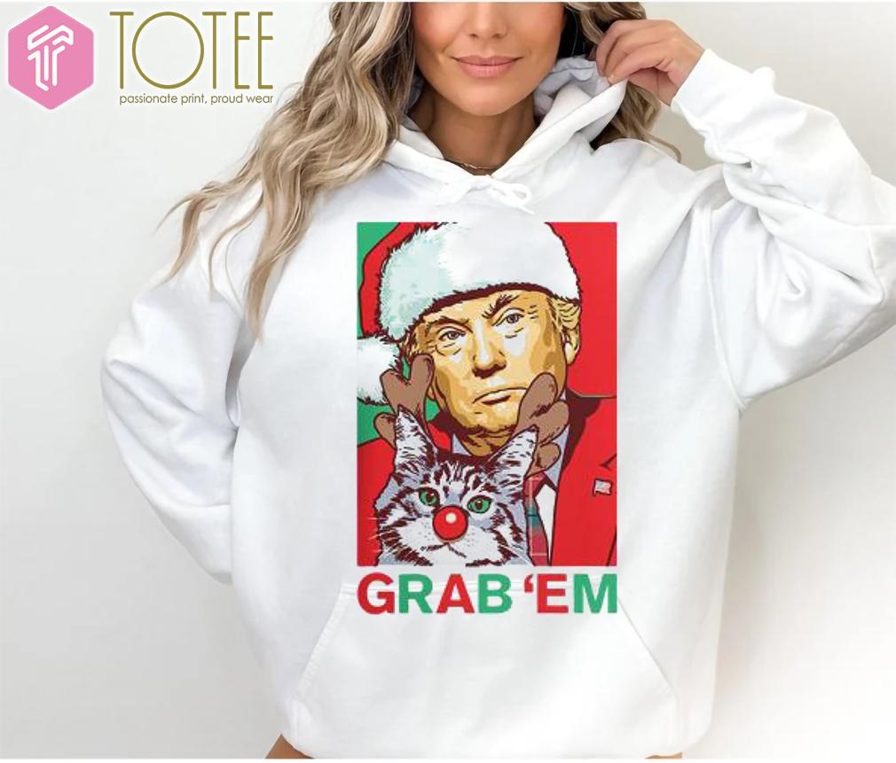 Santa Trump Cat Reindeer Grab Em T-shirt 2
