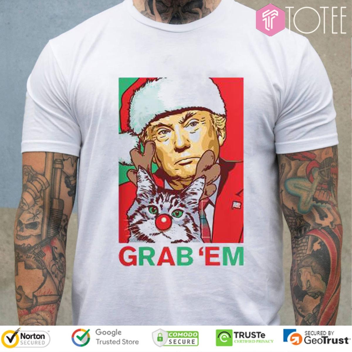 Santa Trump Cat Reindeer Grab Em T-shirt 1