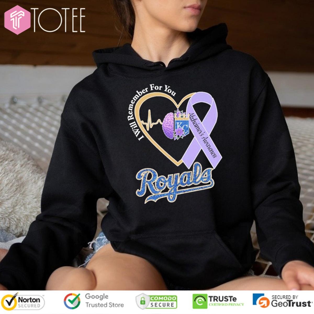 I Will Remember For You Alzheimers Awareness Kansas City Royals Heartbeat T-shirt 2