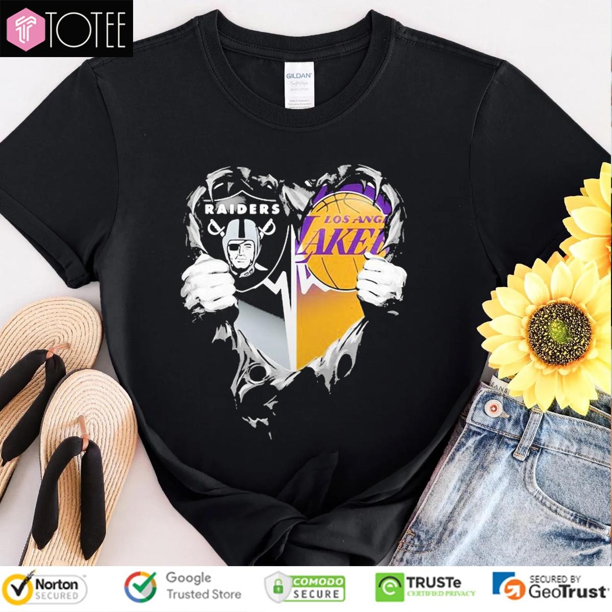 Inside Me Raiders And Lakers Heartbeat T-shirt