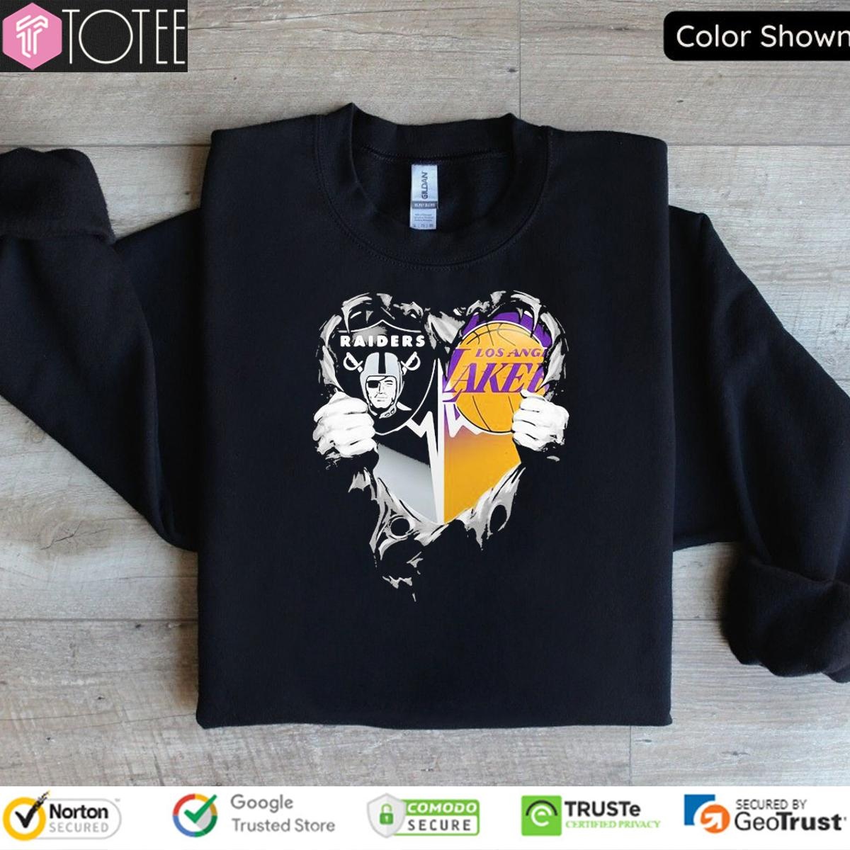 Inside Me Raiders And Lakers Heartbeat T-shirt 3