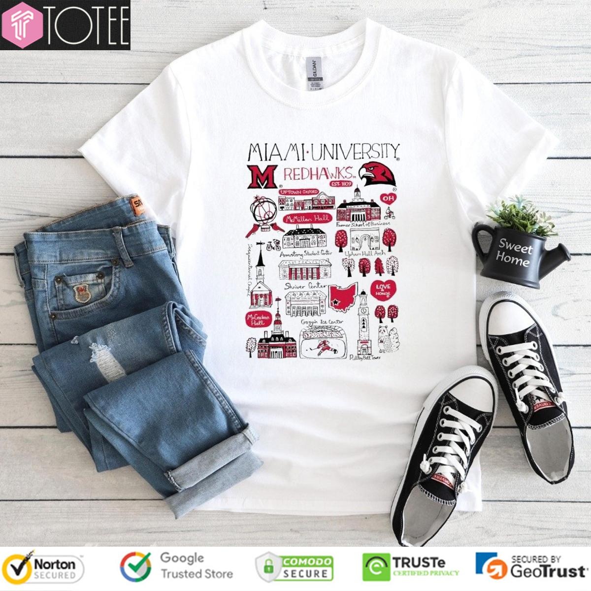 Miami University Redhawks Art Illustration T-shirt 1