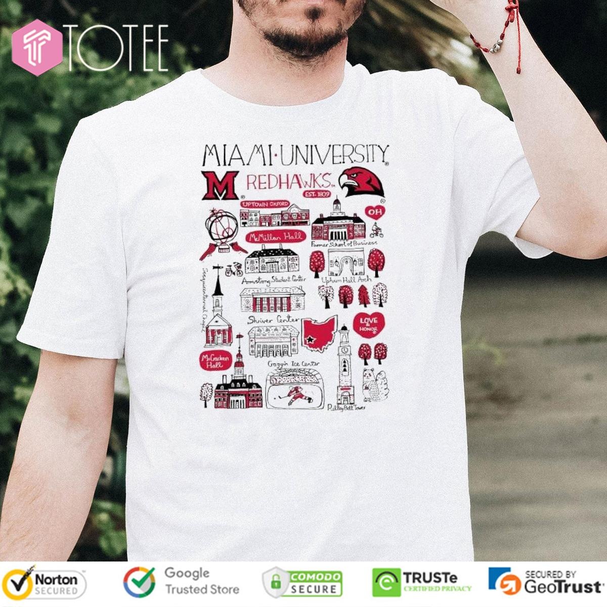 Miami University Redhawks Art Illustration T-shirt 4