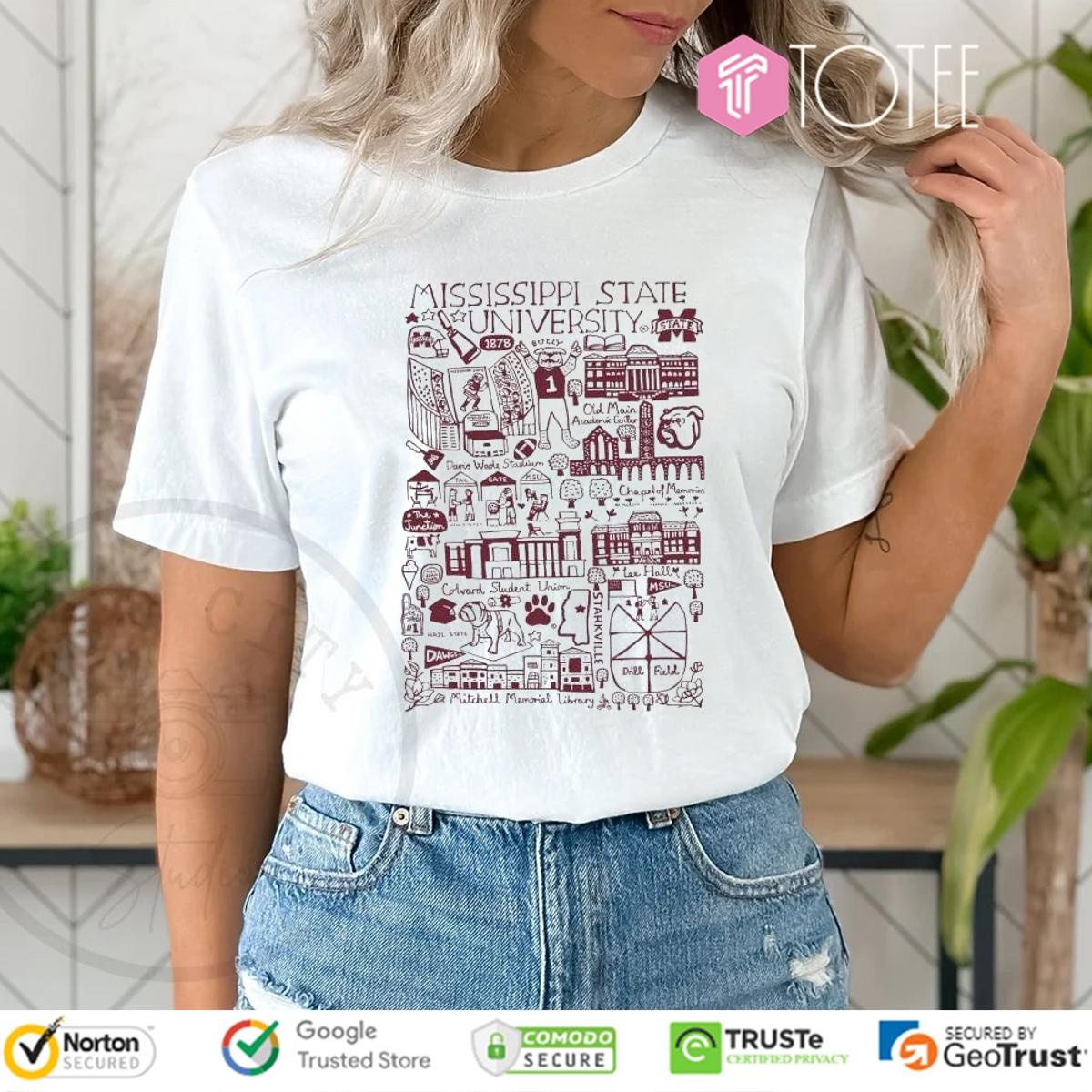 Mississippi State University Bulldogs Art Illustration T-shirt 4