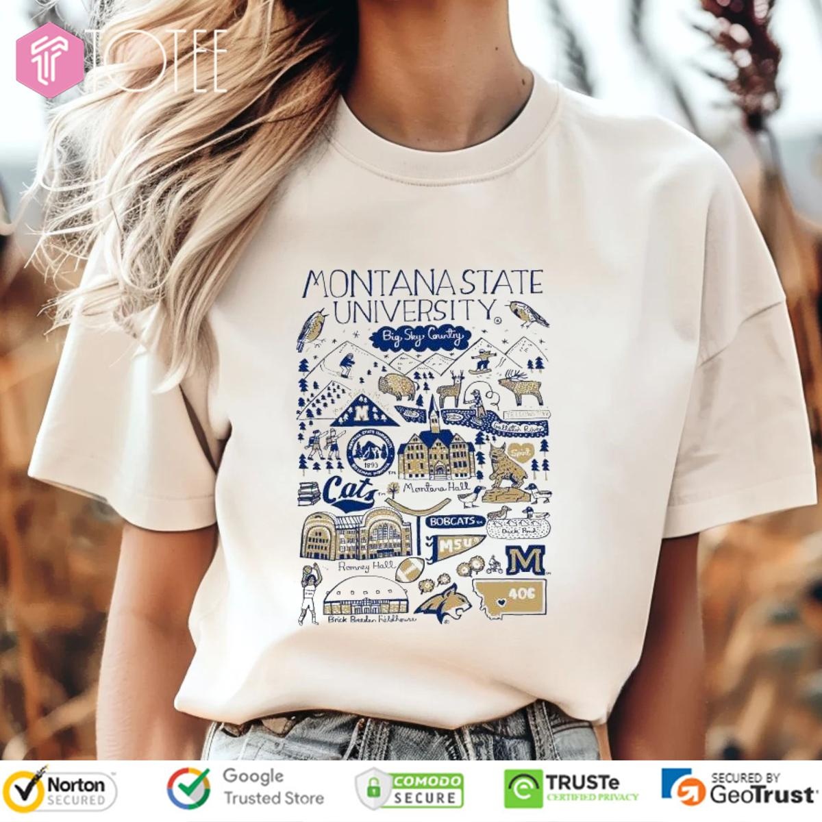 Montana State University Art Illustration T-shirt 4