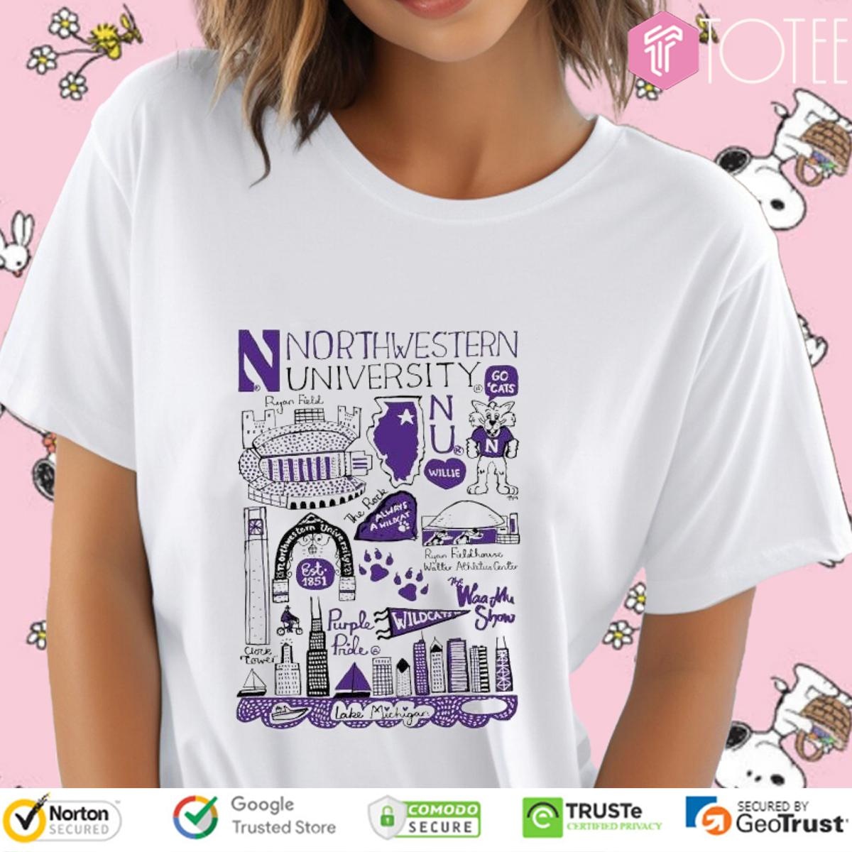 Northwestern University Art Illustration T-shirt 4