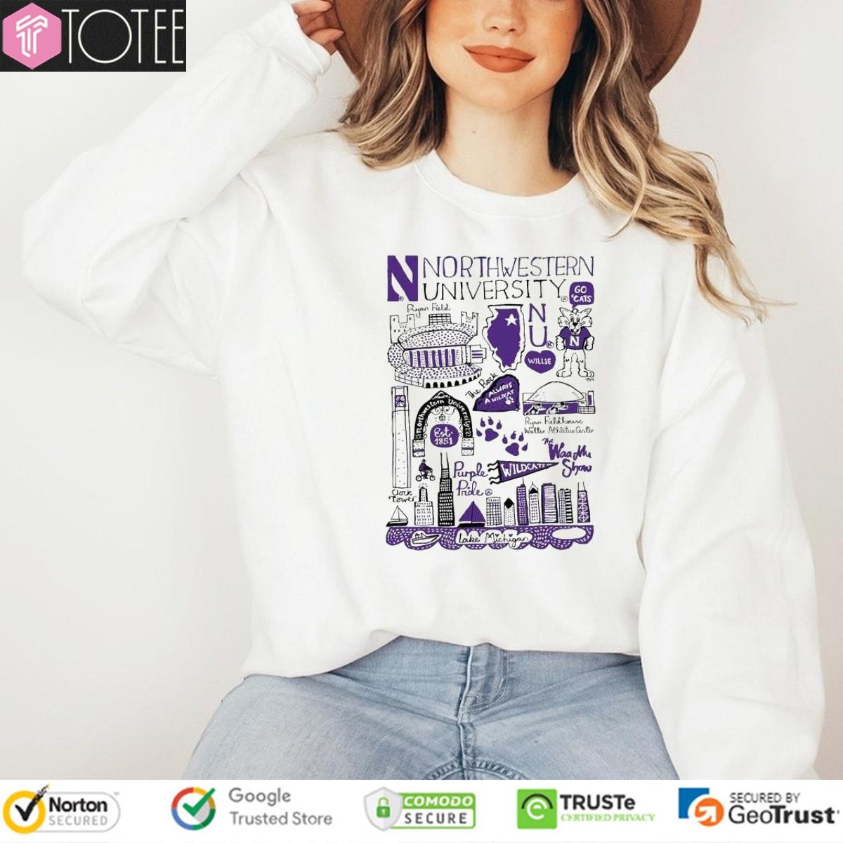 Northwestern University Art Illustration T-shirt 3