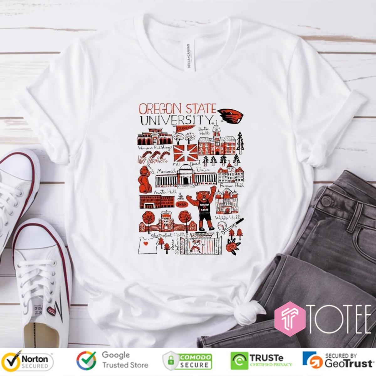 Oregon State University Beavers Art Illustration T-shirt 4