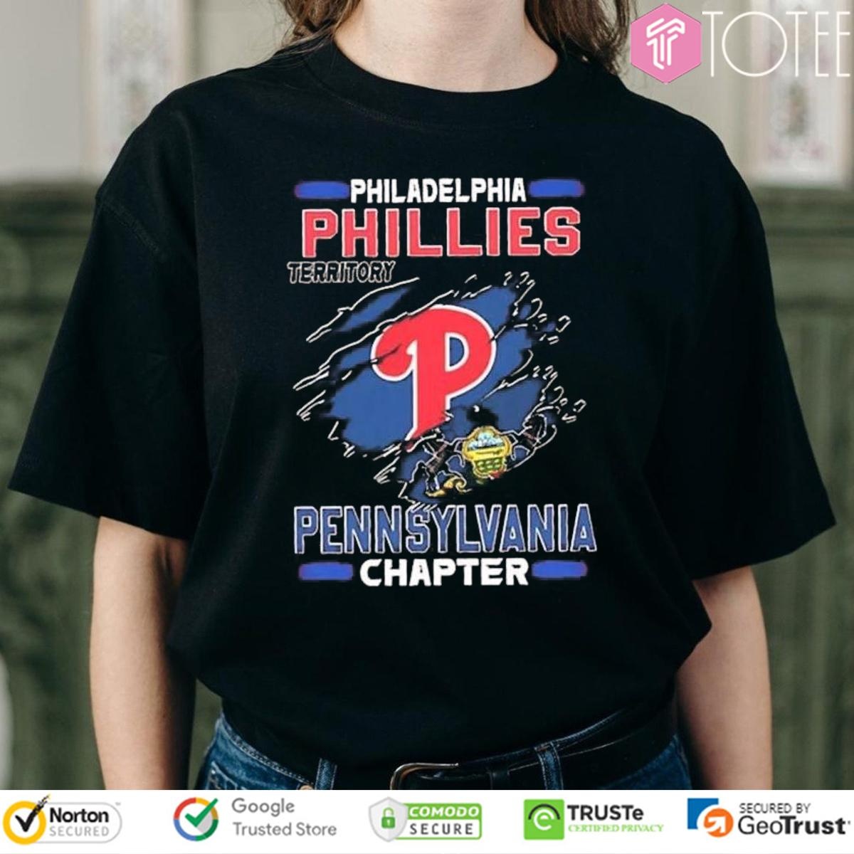Philadelphia Phillies Baseball Territory Pennsylvania Chapter Torn Logo T-shirt