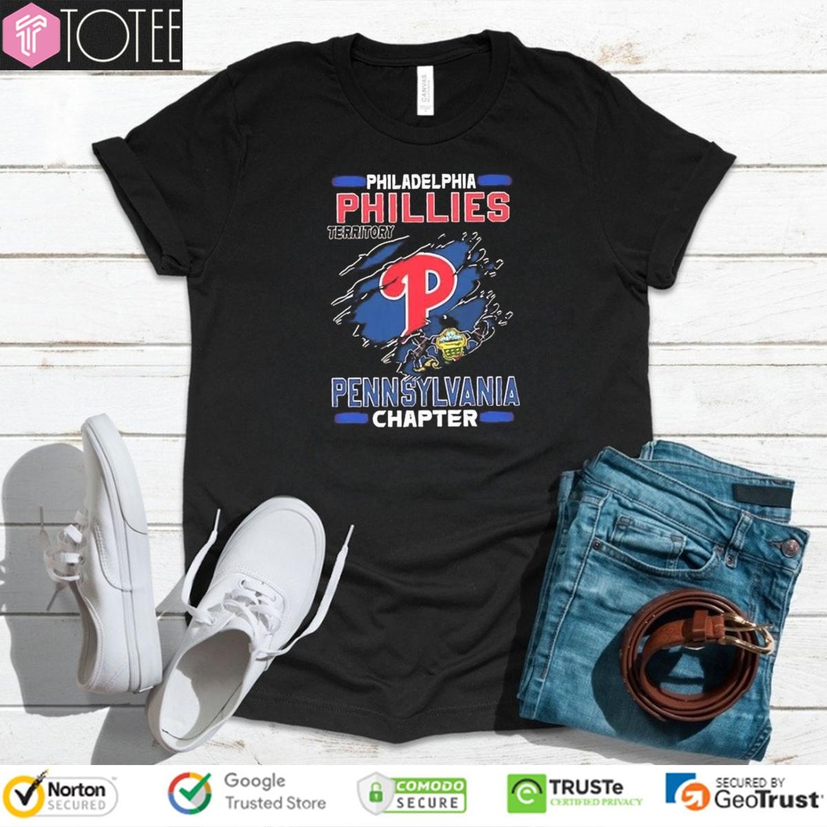 Philadelphia Phillies Baseball Territory Pennsylvania Chapter Torn Logo T-shirt 4