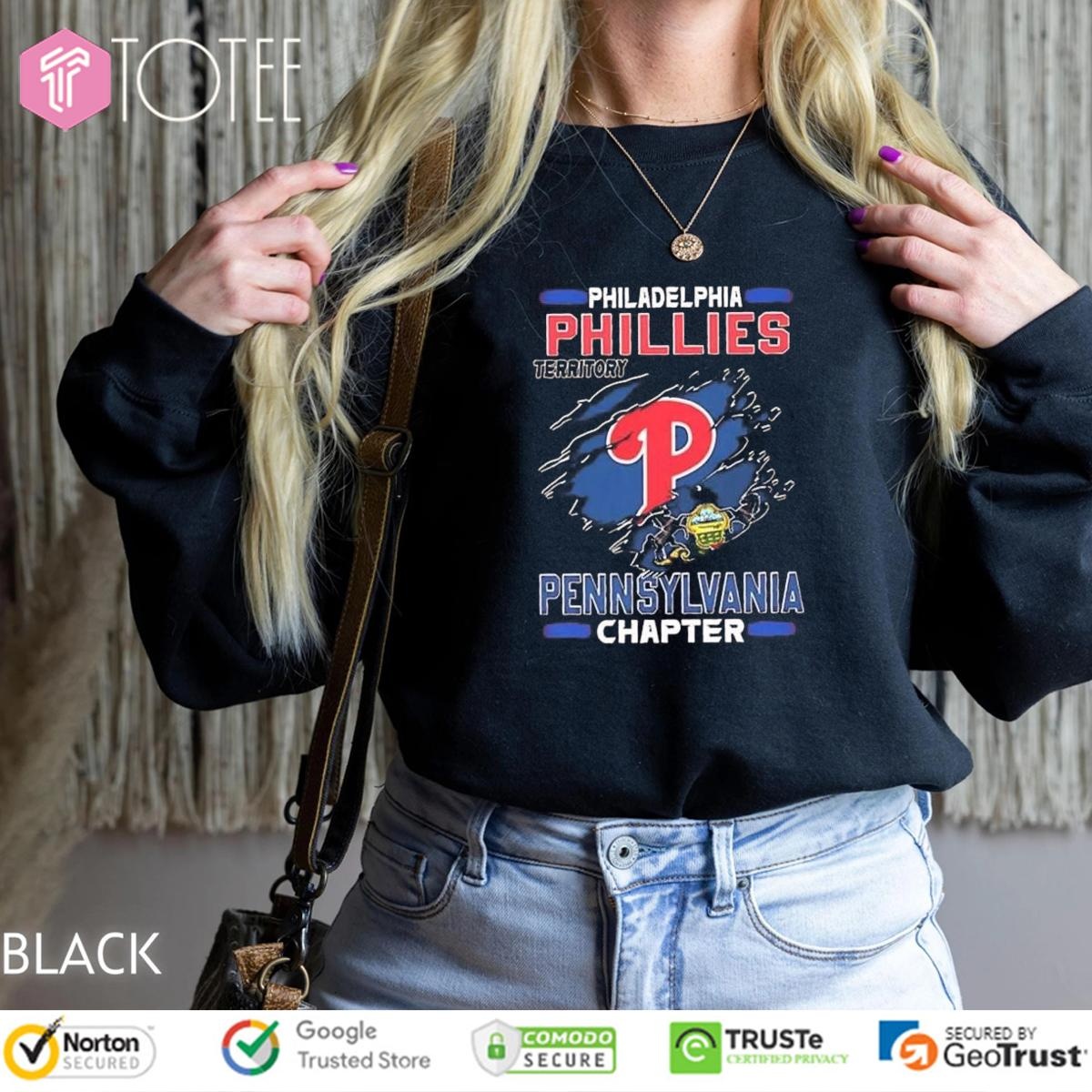 Philadelphia Phillies Baseball Territory Pennsylvania Chapter Torn Logo T-shirt 3