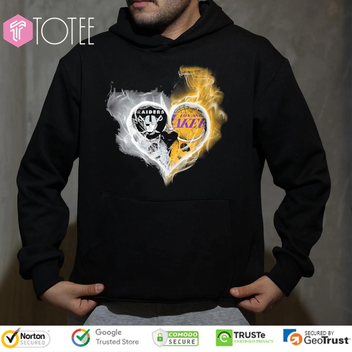 Smoke Heart Las Vegas Raiders Los Angeles Lakers T-shirt 2