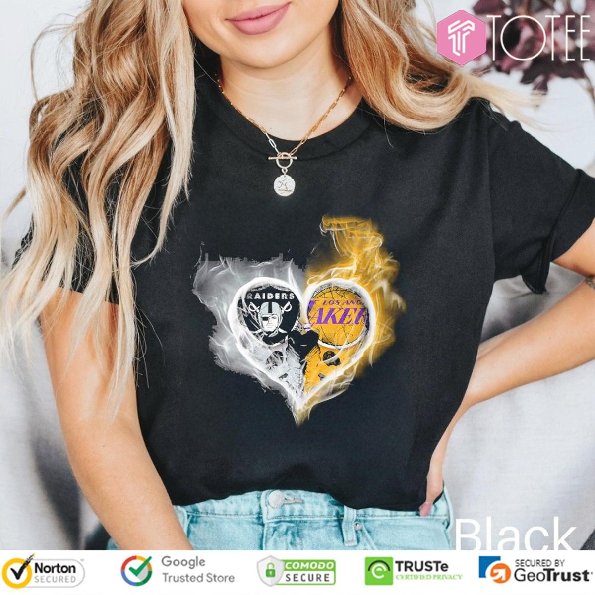 Smoke Heart Las Vegas Raiders Los Angeles Lakers T-shirt 4