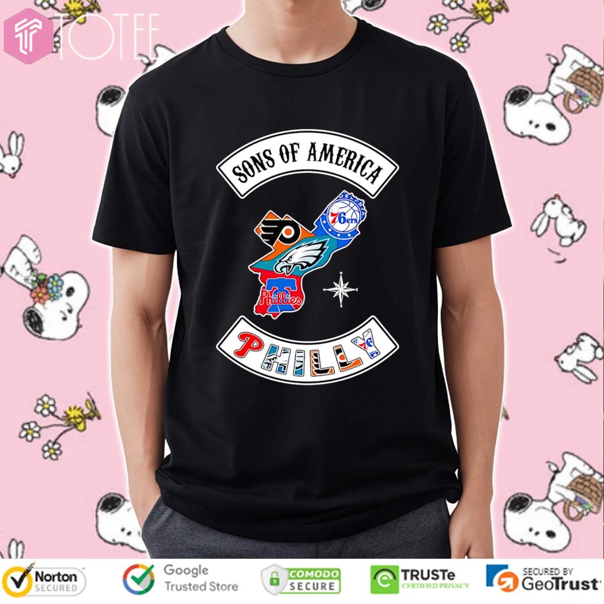 Sons Of America Philadelphia Sports Teams Parody Sons Of Anarchy Logo T-shirt 4