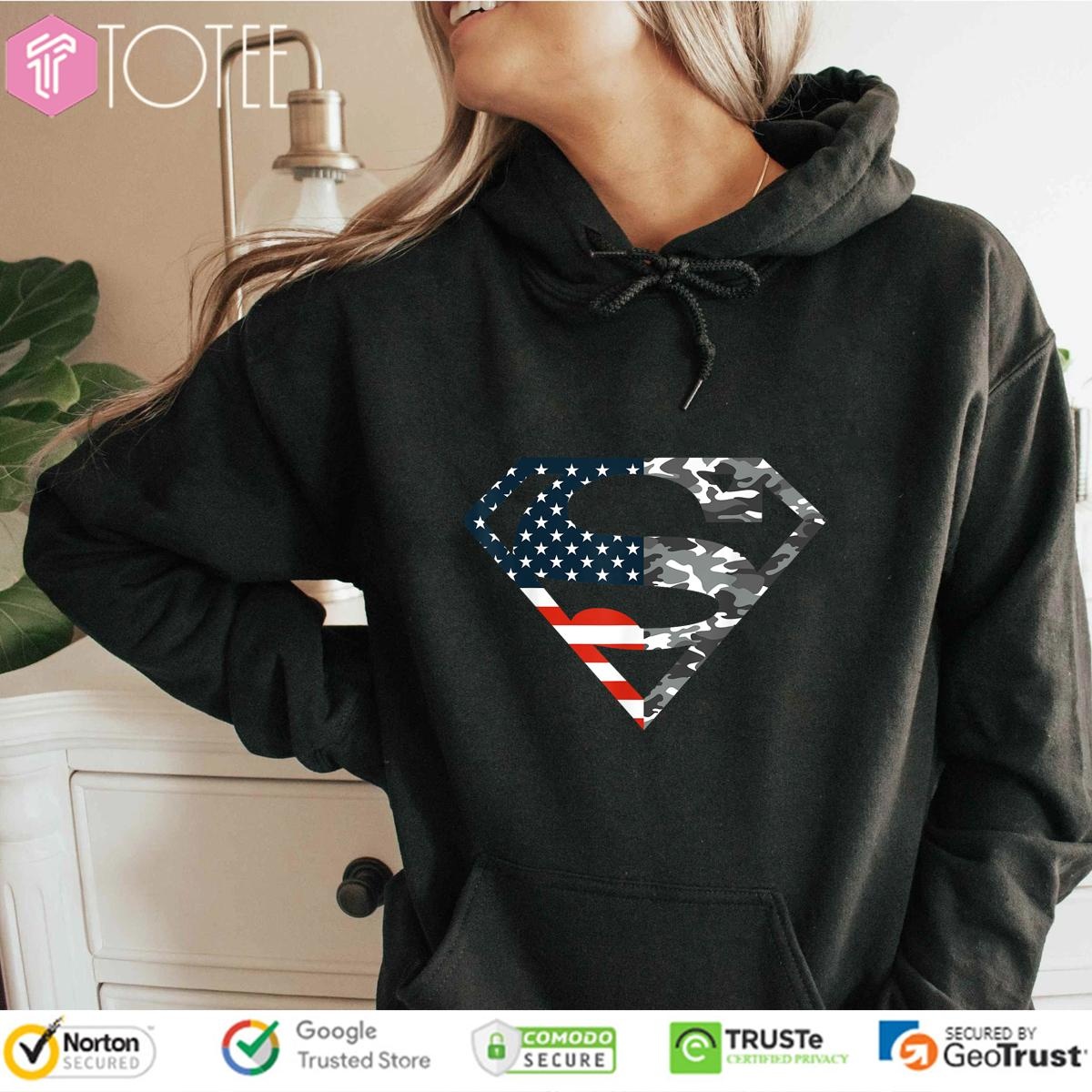 Superman Camo Logo American Flag 4Th Of July T-shirt 2