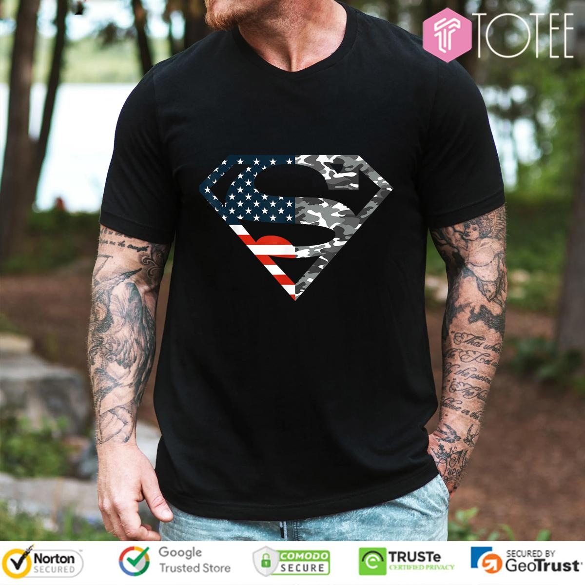 Superman Camo Logo American Flag 4Th Of July T-shirt