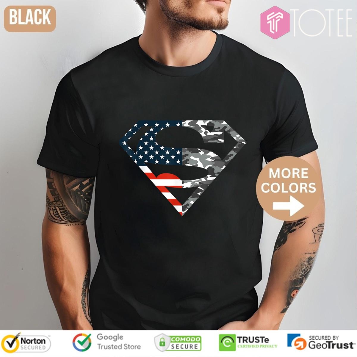 Superman Camo Logo American Flag 4Th Of July T-shirt 4