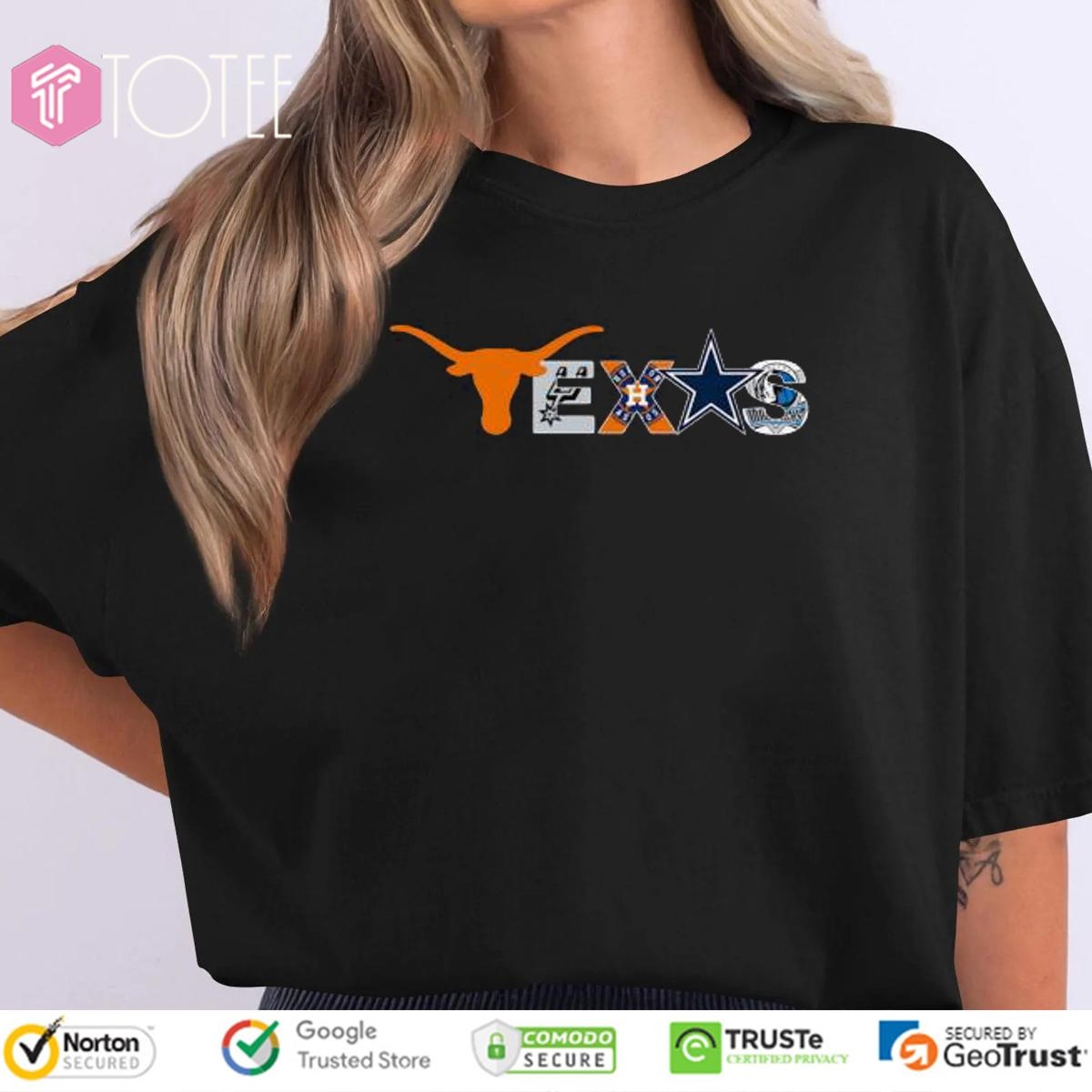 Texas Sports Teams Longhorns Cowboys Astros Mavericks Spurs T-shirt